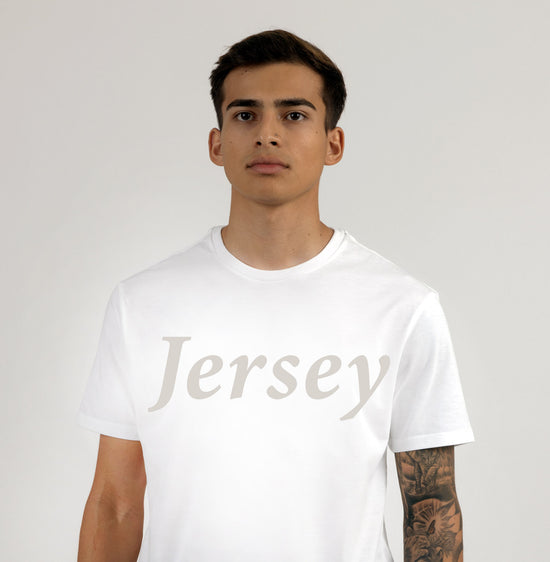 a model wearing jersey t-shirt 7007 in white color