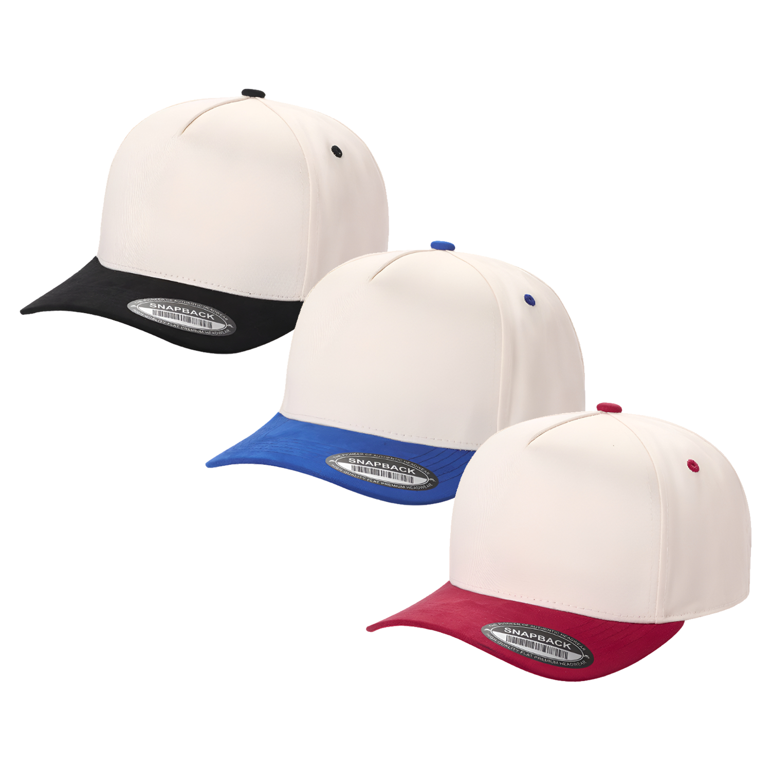 3pcs 5 Panel Suede Bill Hat