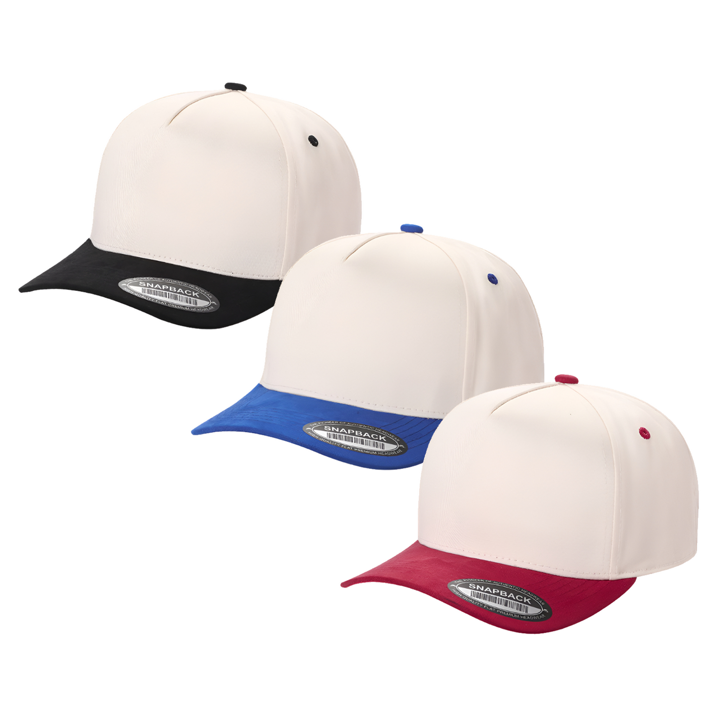 3pcs 5 Panel Suede Bill Hat